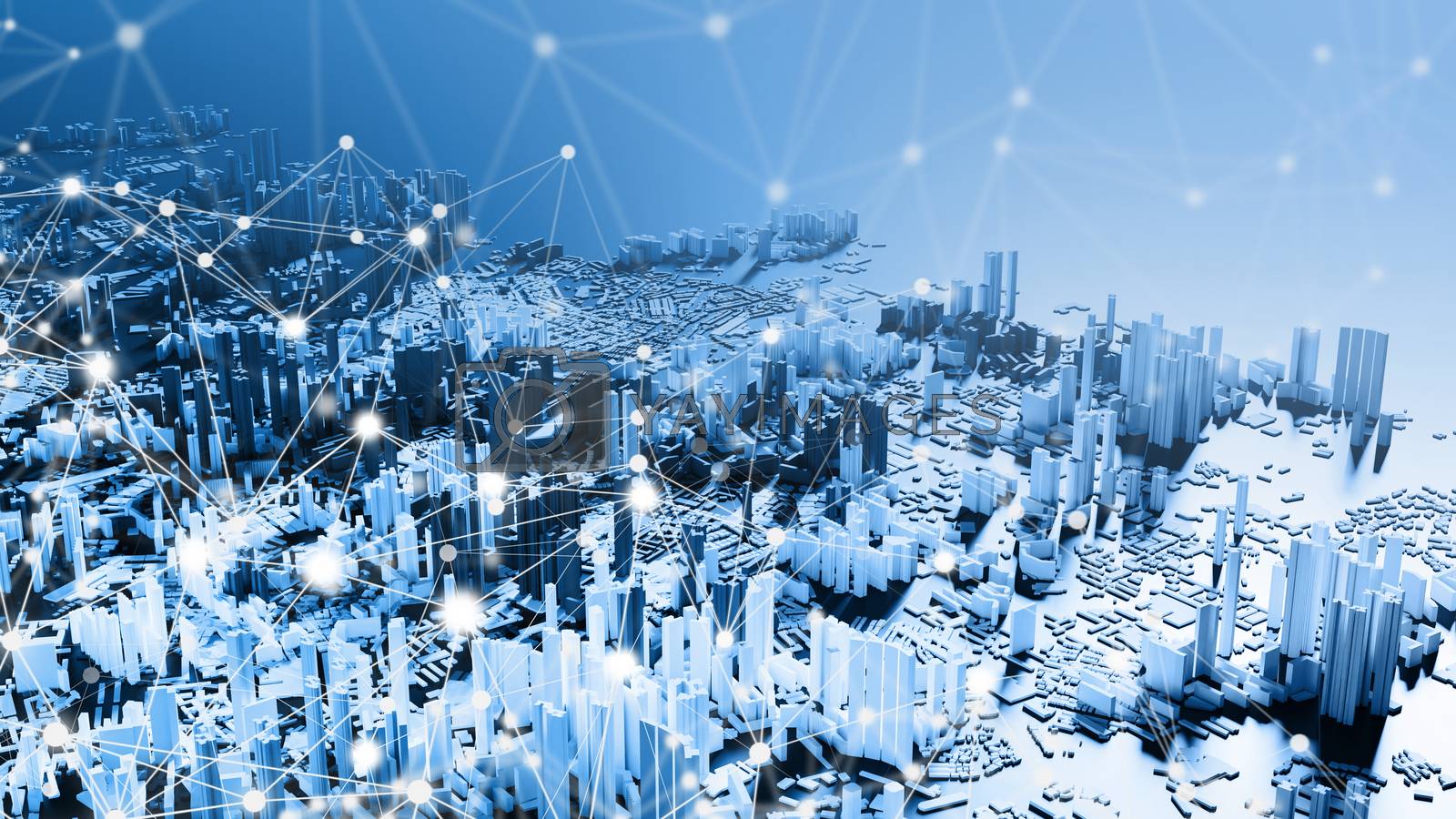 Royalty free image of Smart city with network connection background 3d render by Myimagine