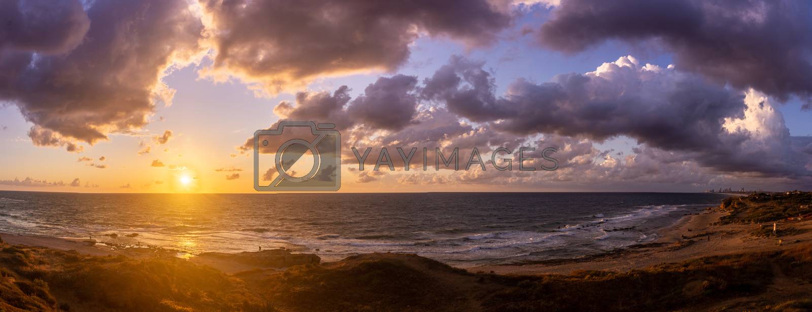 Royalty free image of Sunset clouds on sea beach of romantic vacation by javax
