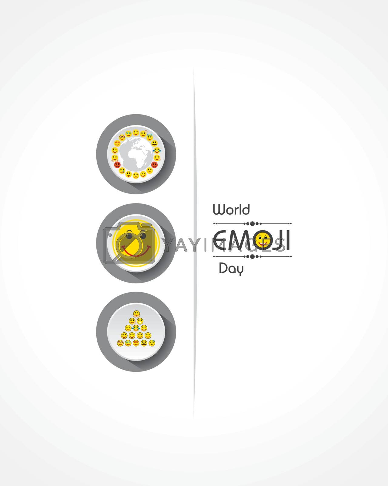 Royalty free image of World emoji day greeting card design template with different feelings by graphicsdunia4you