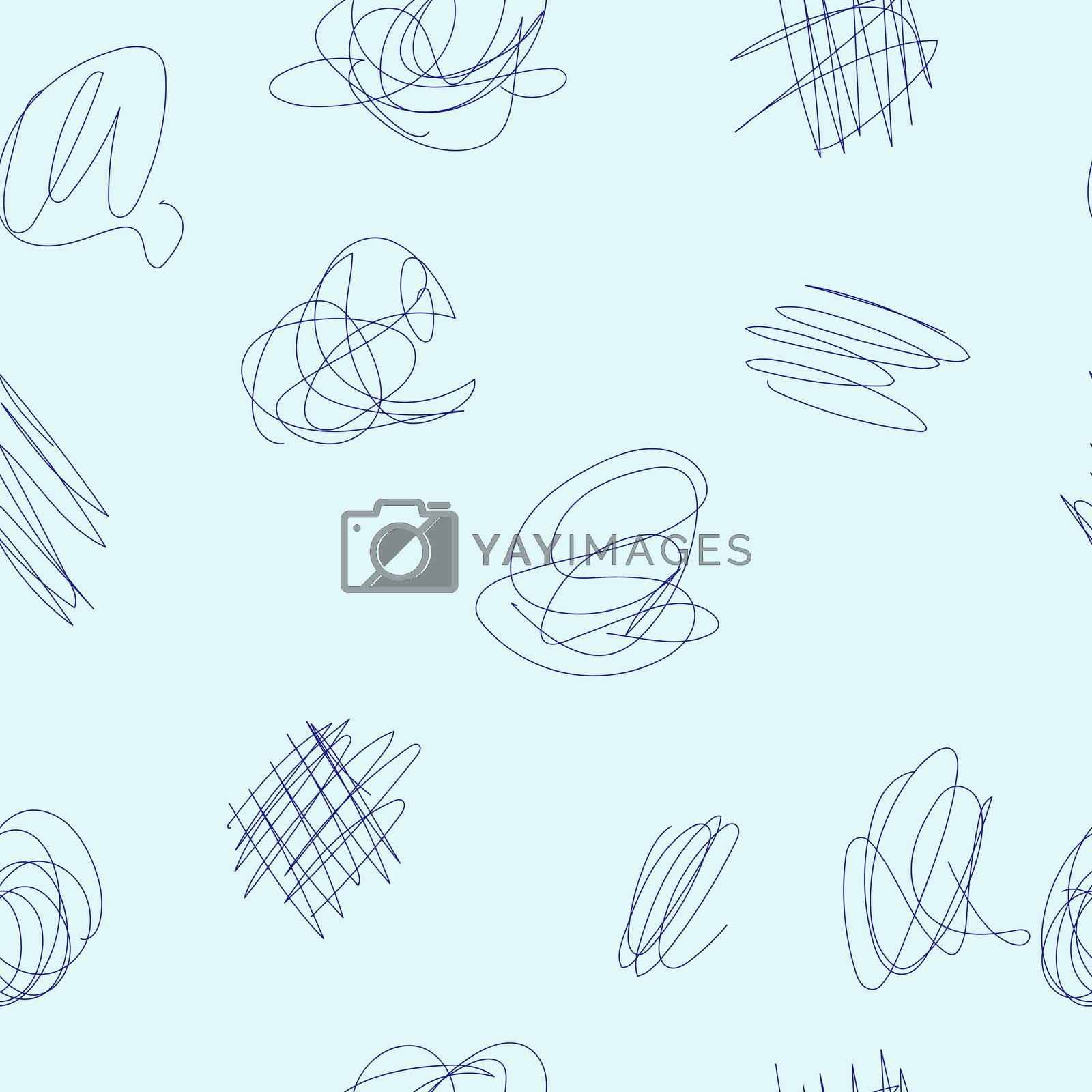 Royalty free image of Seamless pattern of hand drawn doodle shapes, design elements. The scribble of a gel pen. by zaryov