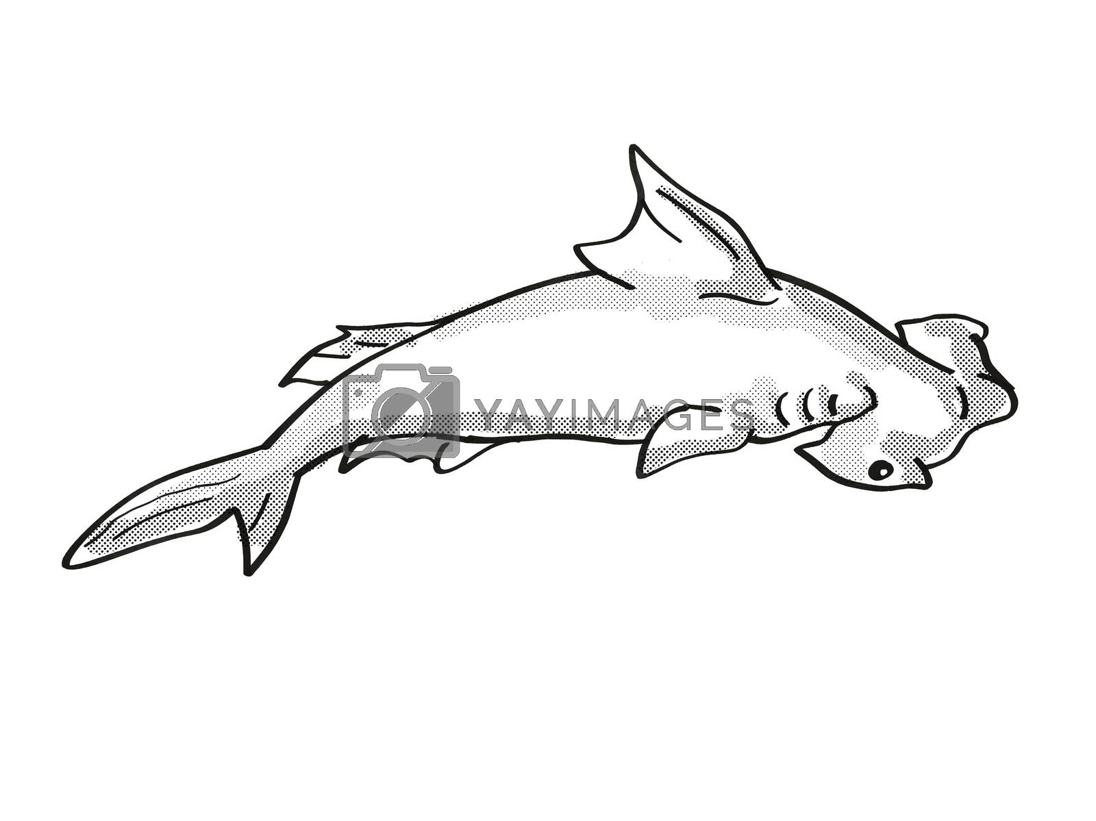 Royalty free image of scalloped hammerhead or Sphyrna lewini Endangered Wildlife Cartoon Mono Line Drawing by patrimonio
