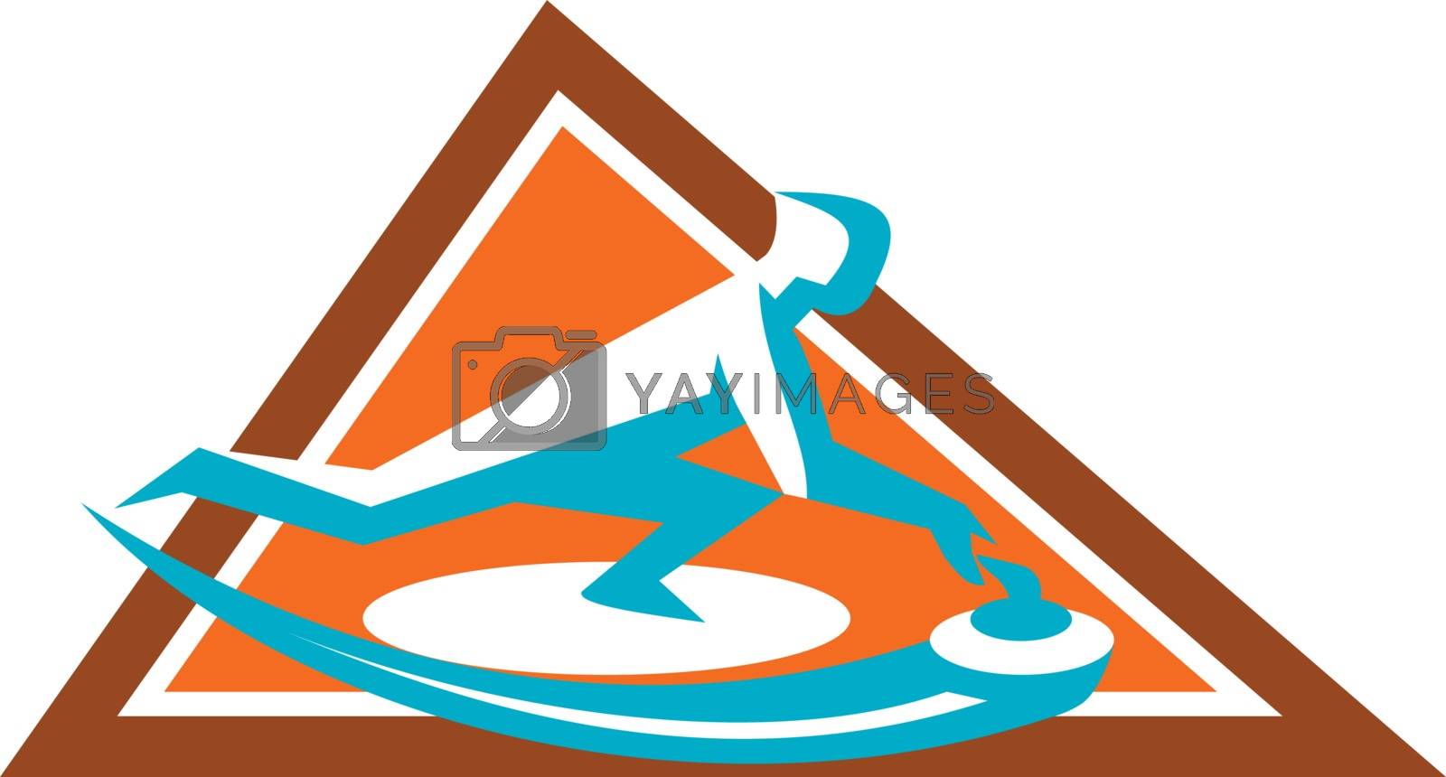 Royalty free image of Curling Player Sliding Stone Triangle Icon by patrimonio