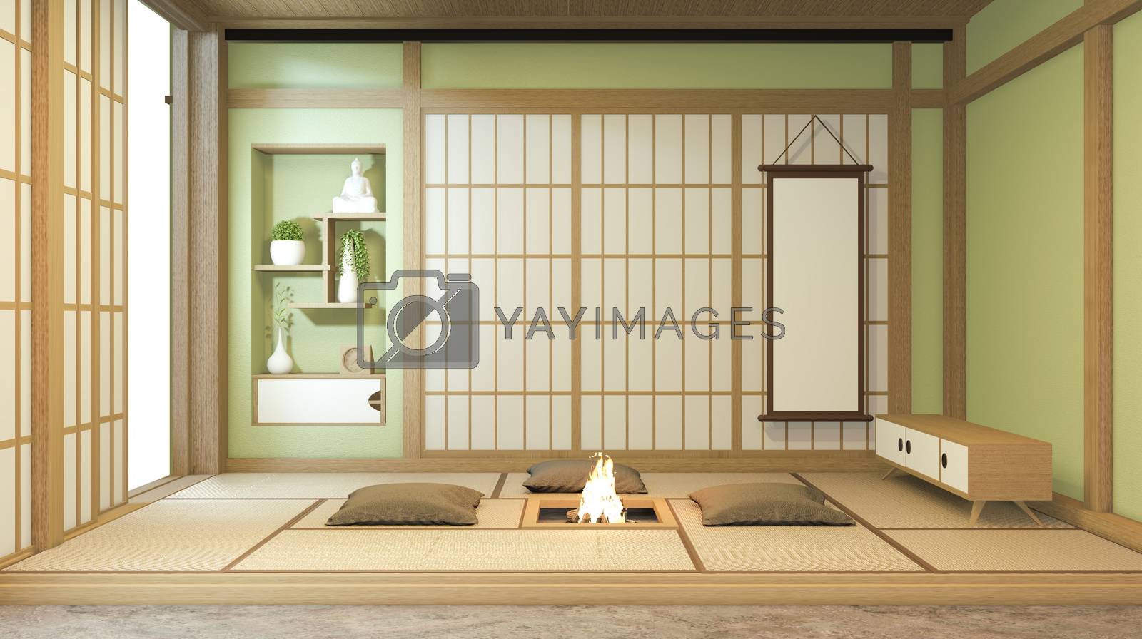 Royalty free image of Nihon green room design interior with door paper and cabinet she by Minny0012011@hotmail.com