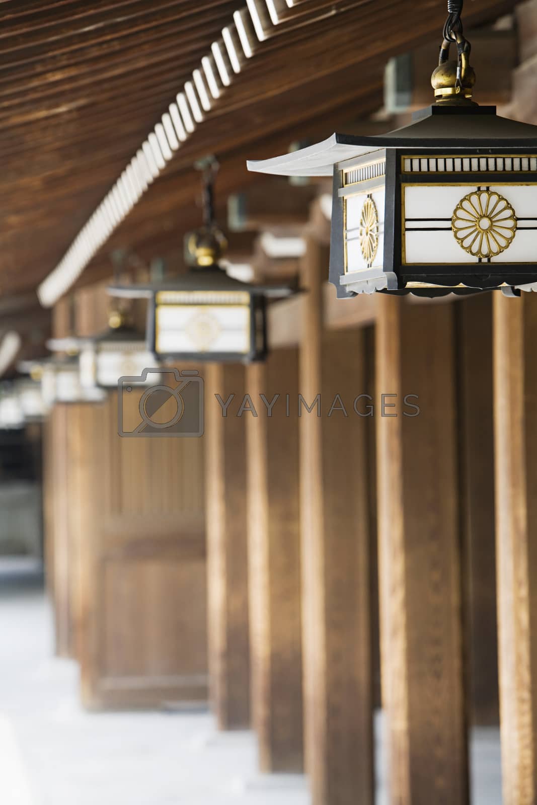 Royalty free image of Lanterns Hanging From Eaves at Meiji Shrine by moodboard