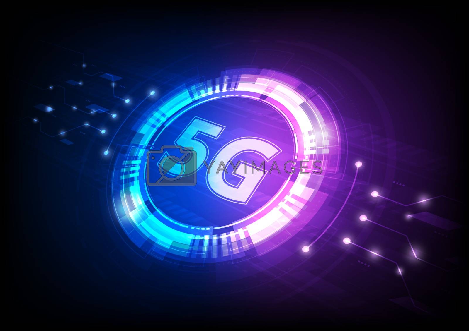 5G technology, symbol with futuristic HUD interface