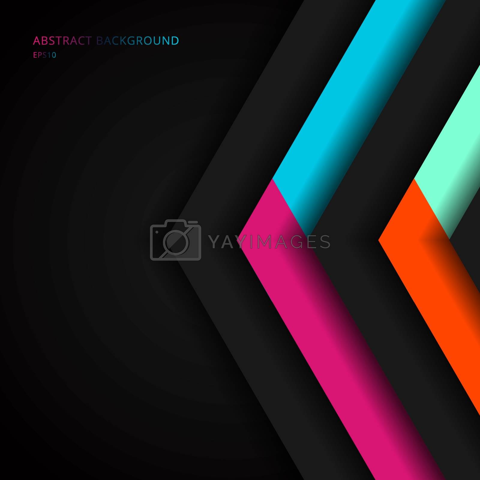 Royalty free image of Abstract vibrant color triangle geometric overlap layer on black by phochi