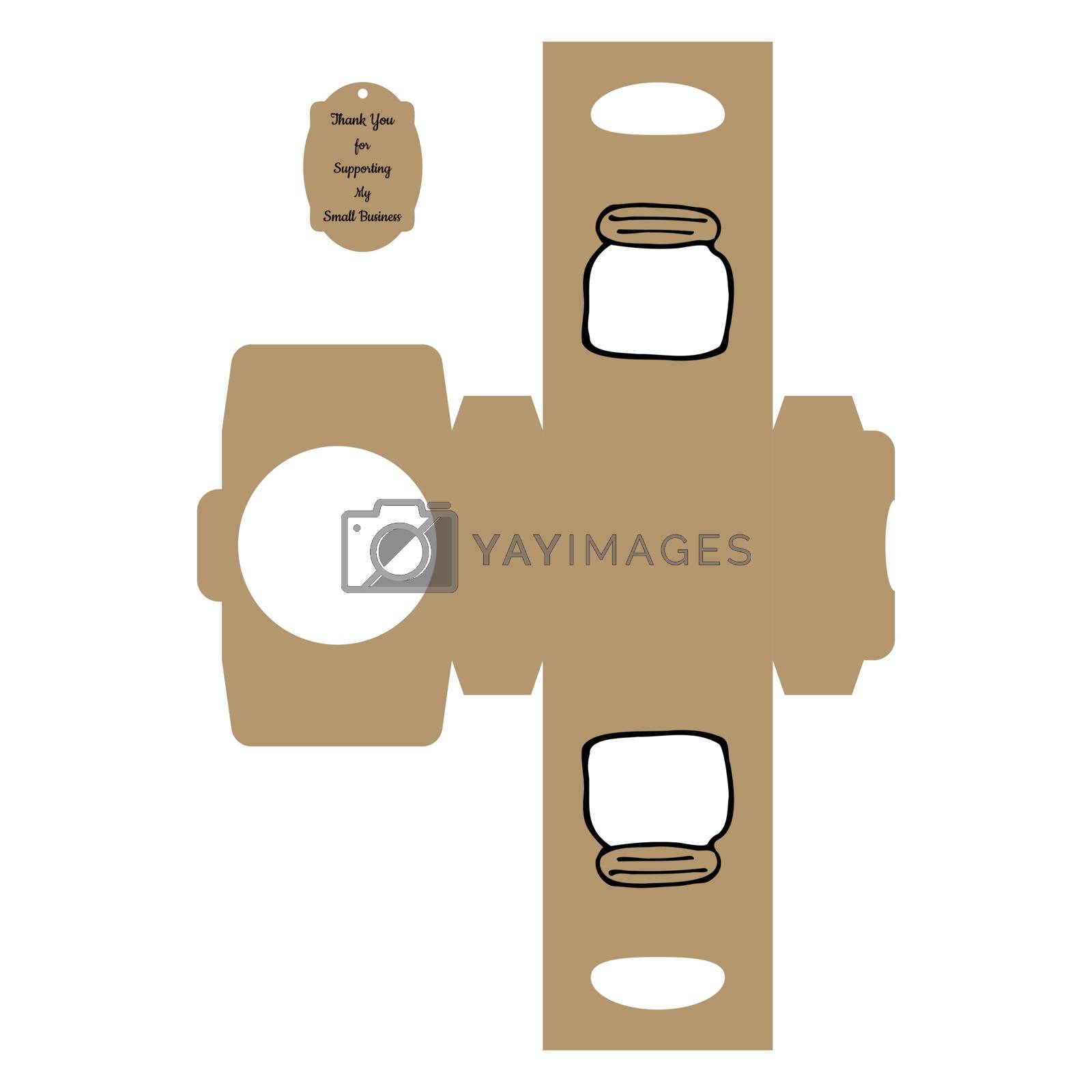 Royalty free image of Simple Packaging Box Die Cut Cube Template with jar and tag with by Olena92