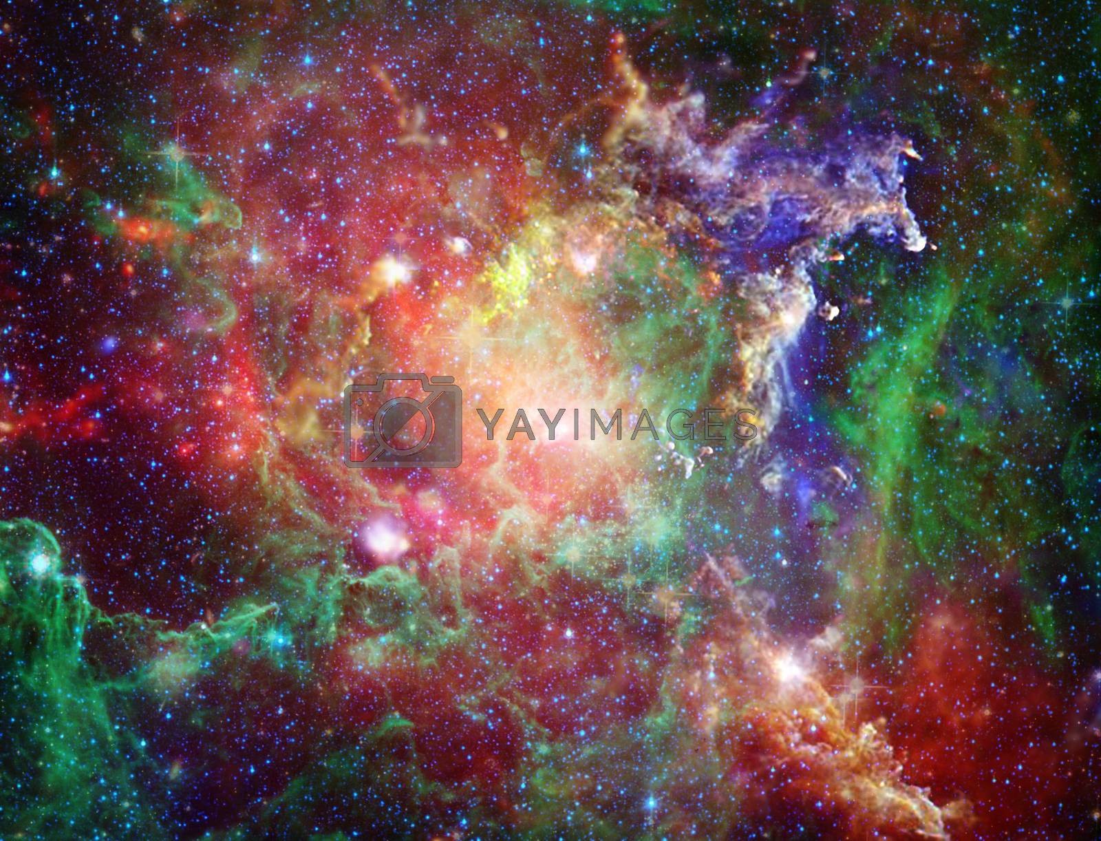 Big Babies in the Rosette Nebula. Vivid space. 3D rendering