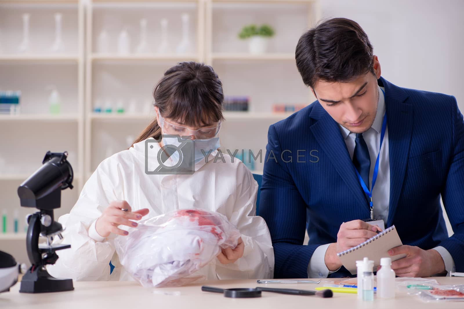 Royalty free image of Expert criminologist working in the lab for evidence by Elnur