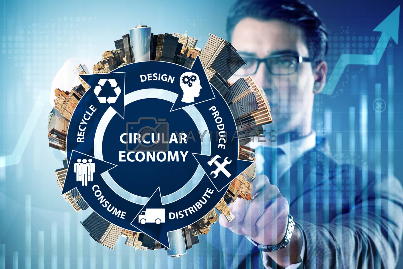 Royalty free image of Concept of circular economy with businessman by Elnur