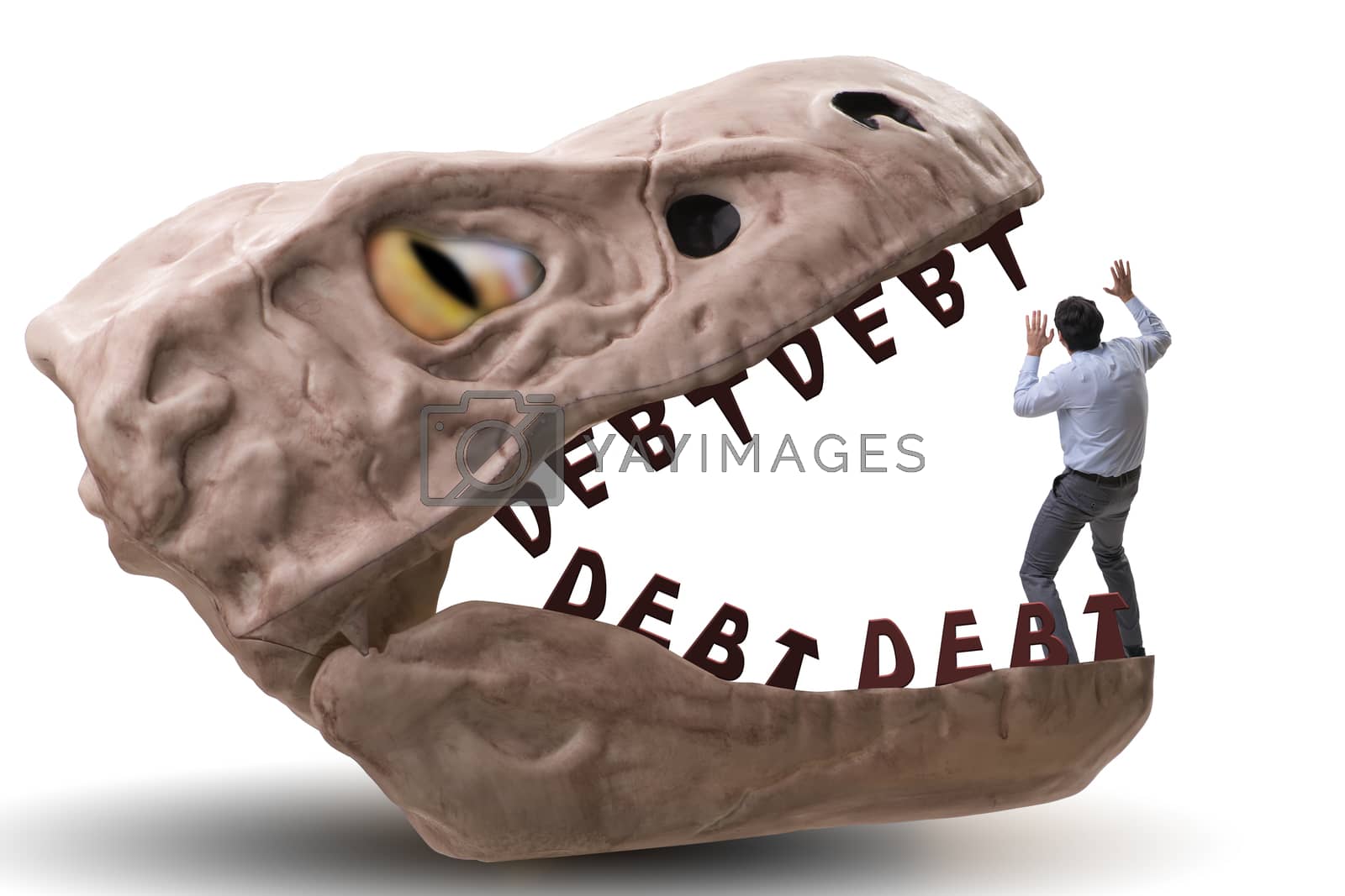 Royalty free image of Businessman in the jaws of debt and loan by Elnur