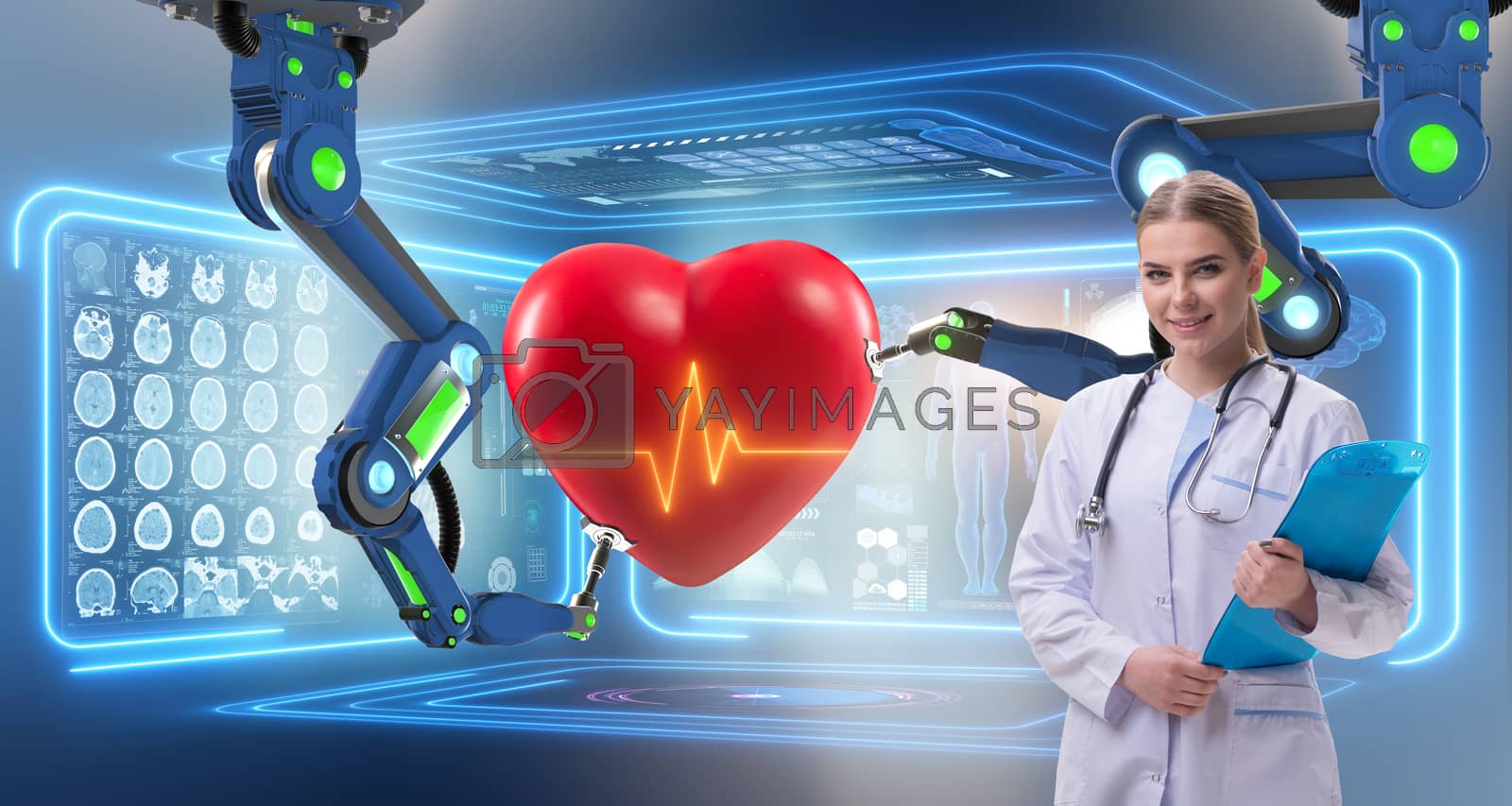 Royalty free image of Telemedicine concept with remote monitoring of heart condition by Elnur