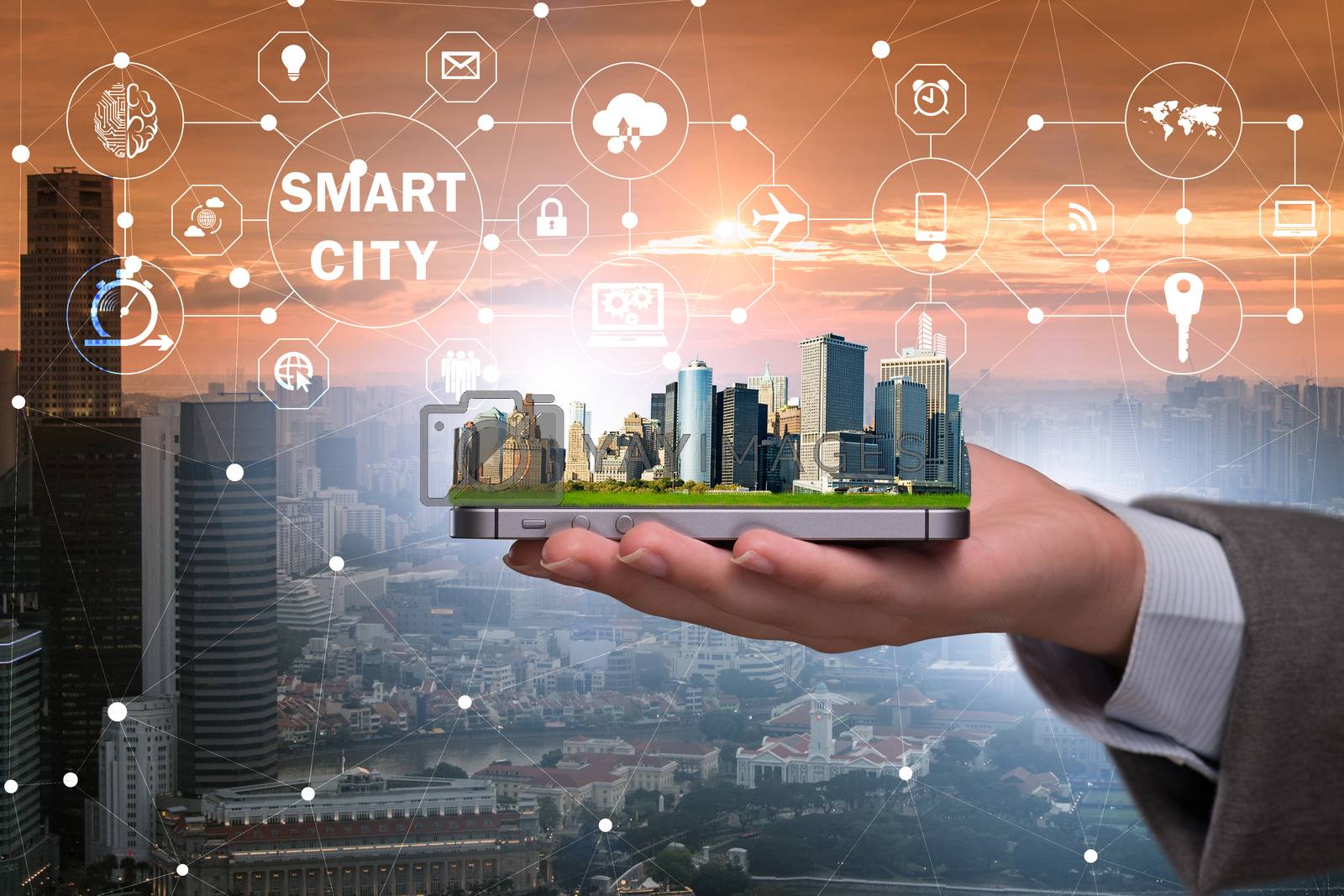 Royalty free image of Smart city in innovation concept by Elnur