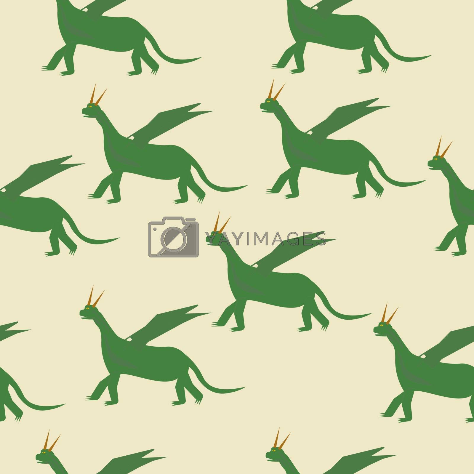 Royalty free image of seamless pattern Fairytale green Dragon Flat Isolated Childish Style Simple Vector Drawing In Bright Colors On White Background by zaryov