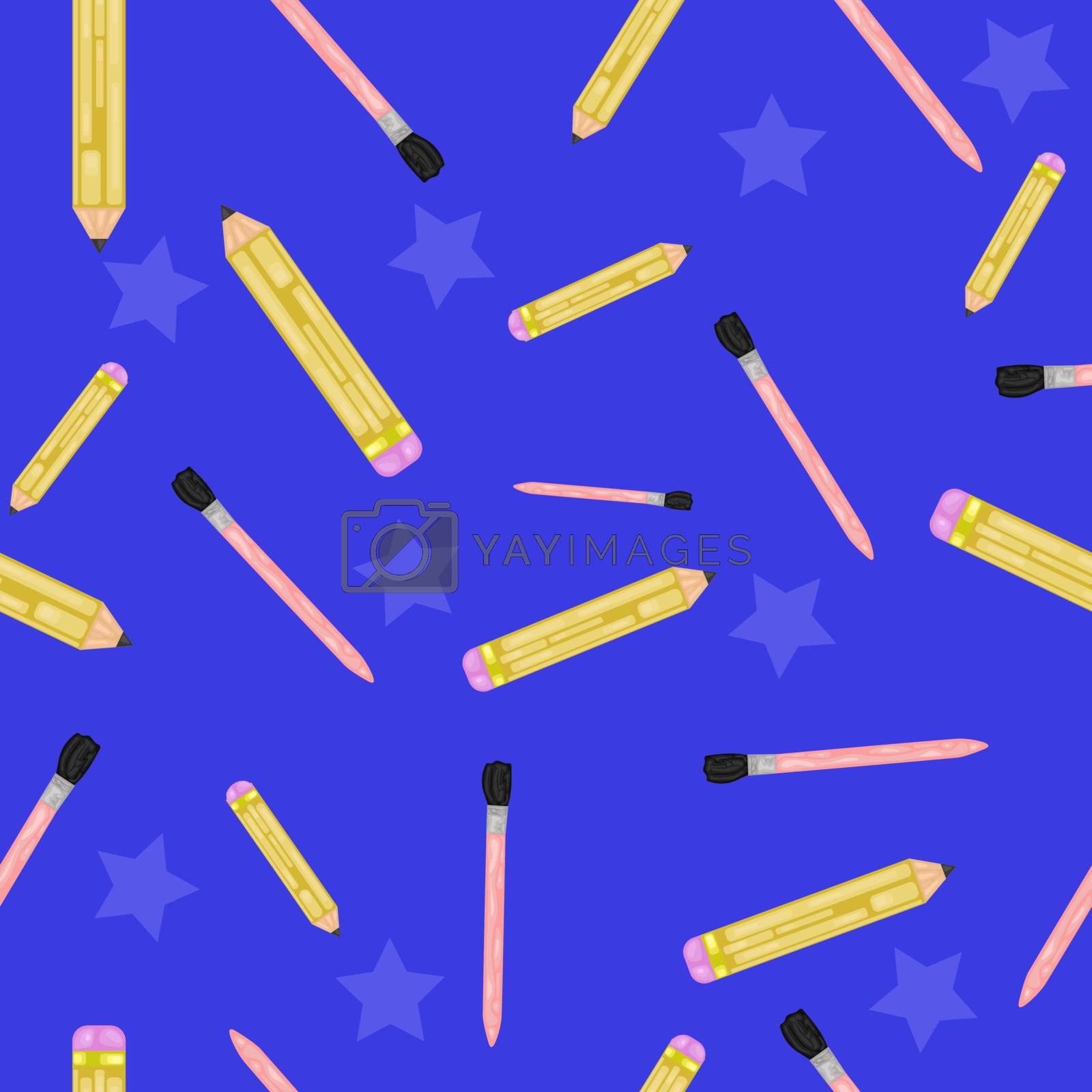 Royalty free image of seamless pattern of brushes and pencils. vector illustration by zaryov
