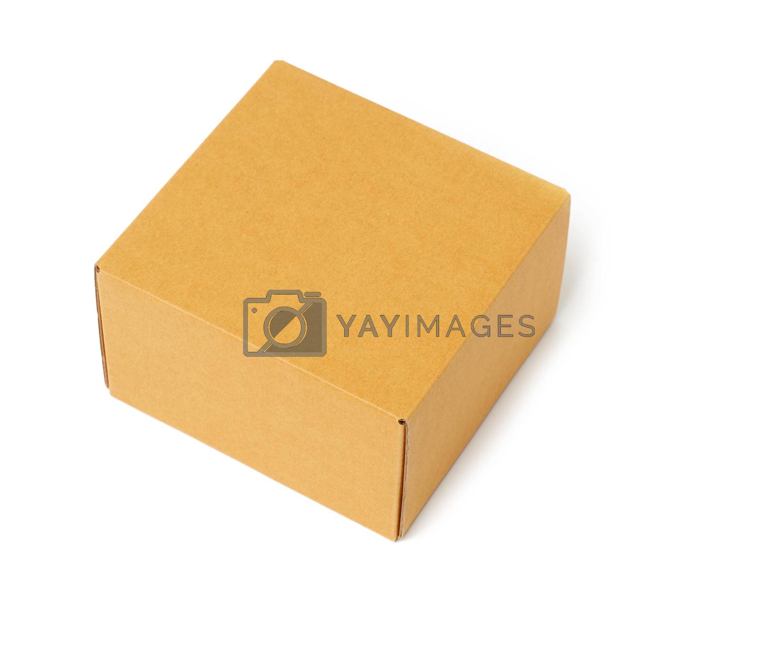 Royalty free image of square brown cardboard box isolated on white background by ndanko