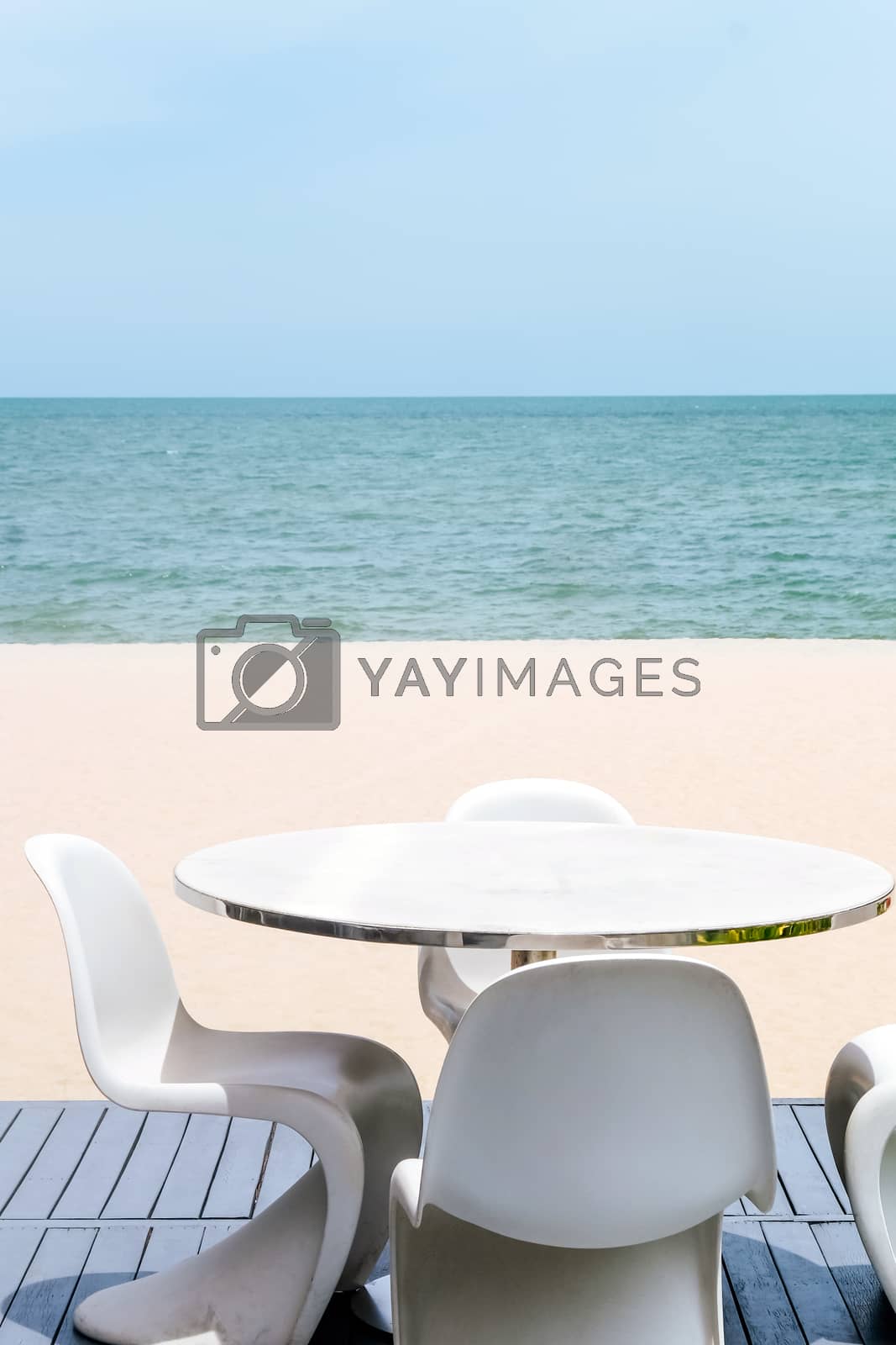 Royalty free image of Image of Sea View Dinning Table by ponsulak