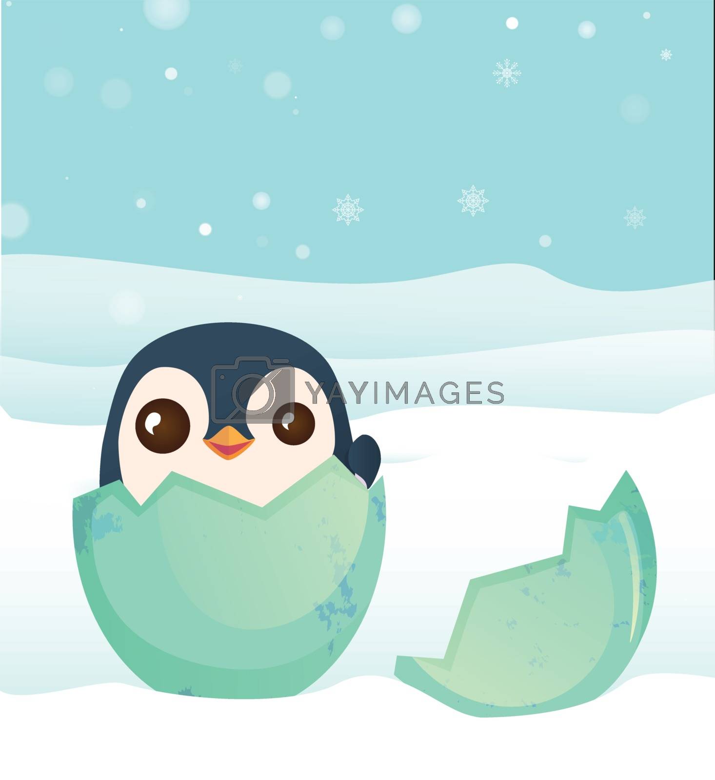 Royalty free image of penguin hatched from the egg by Visual-Content