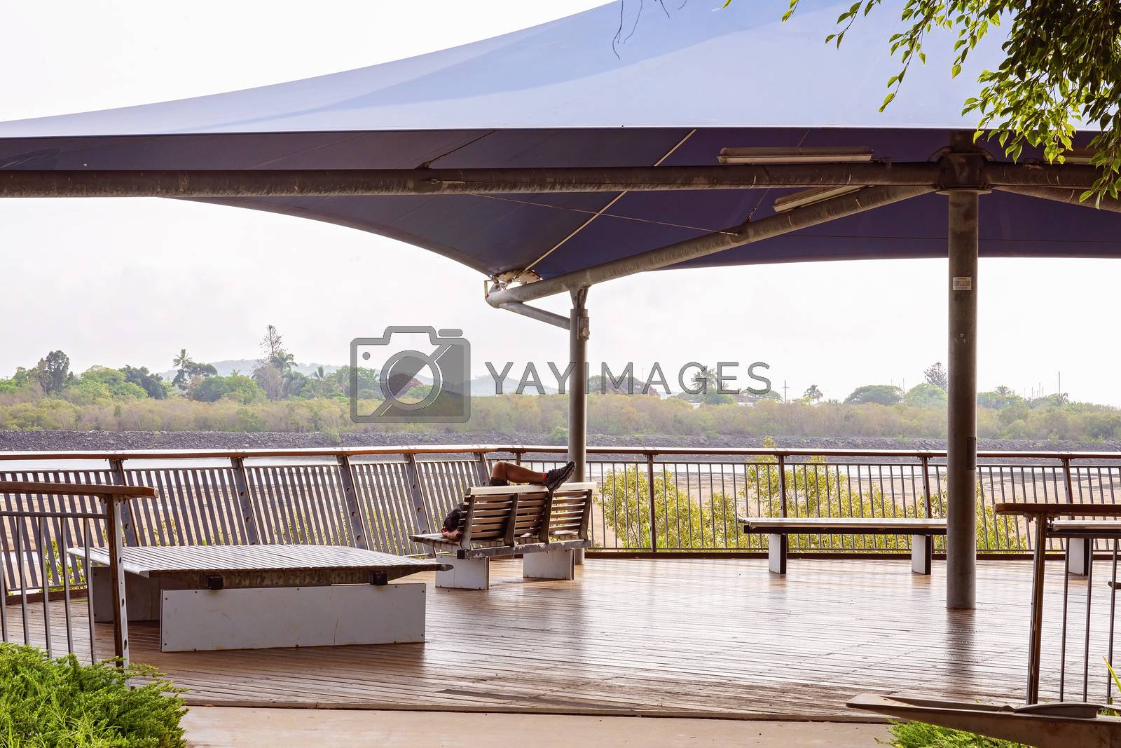 Royalty free image of Covered Shade Area For Recreation On The River Bank by 	JacksonStock