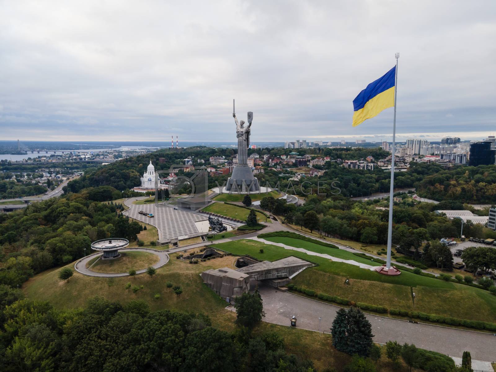Royalty free image of Kyiv - National flag of Ukraine. Aerial view. Kiev by Mykola_Kondrashev