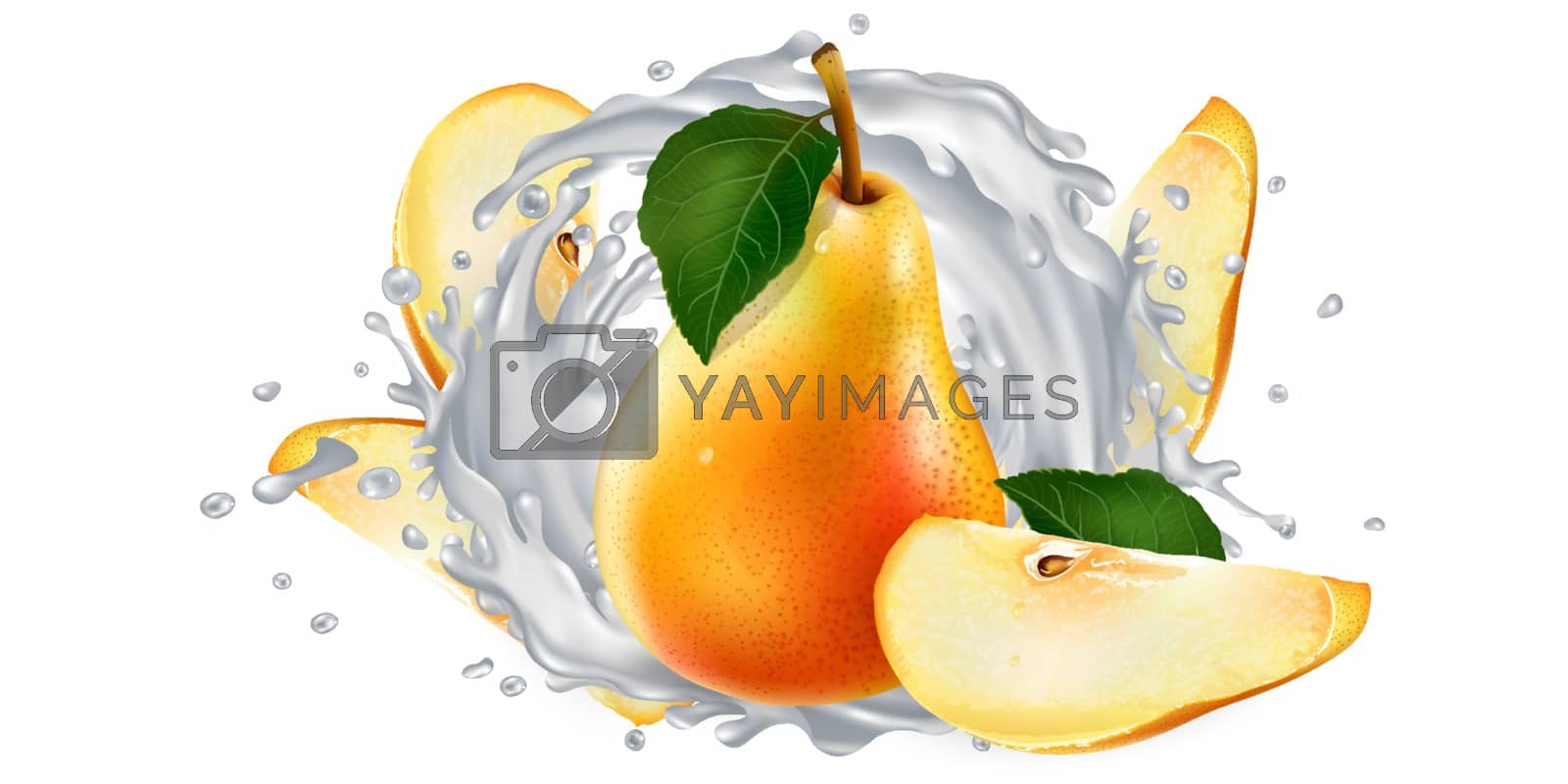Royalty free image of Pears and a splash of milk or yogurt. by ConceptCafe
