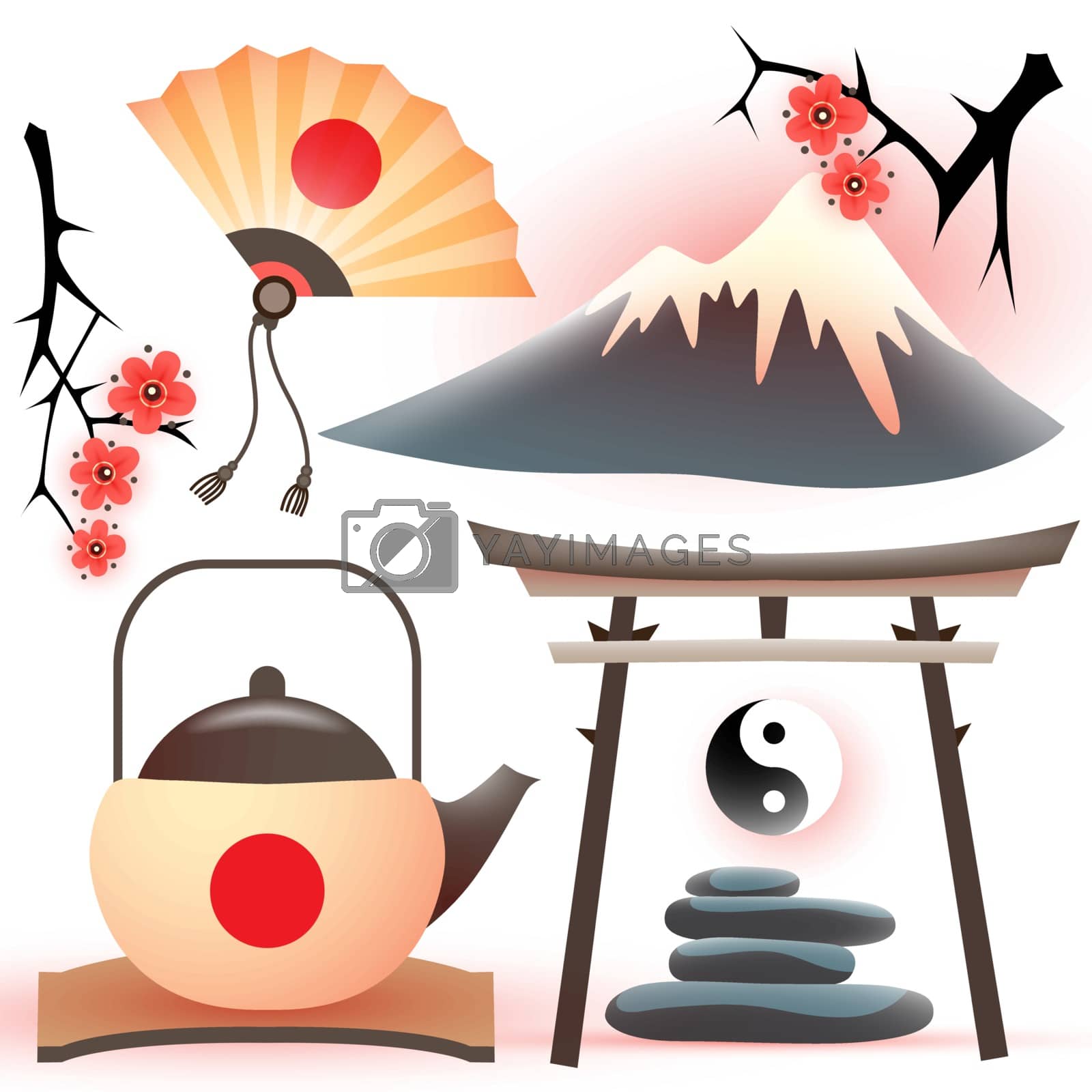 Royalty free image of Tradition japanese symbols by Olatarakanova