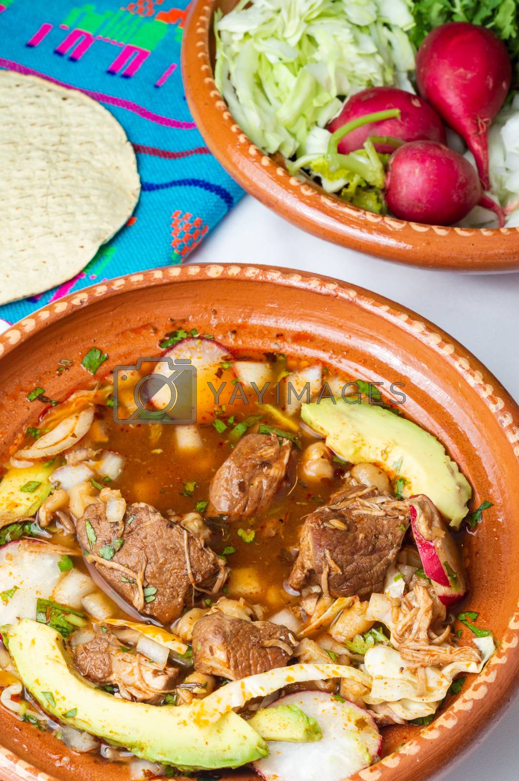 Royalty free image of Mexican red pozole, traditional stew of the Aztecs by RobertPB