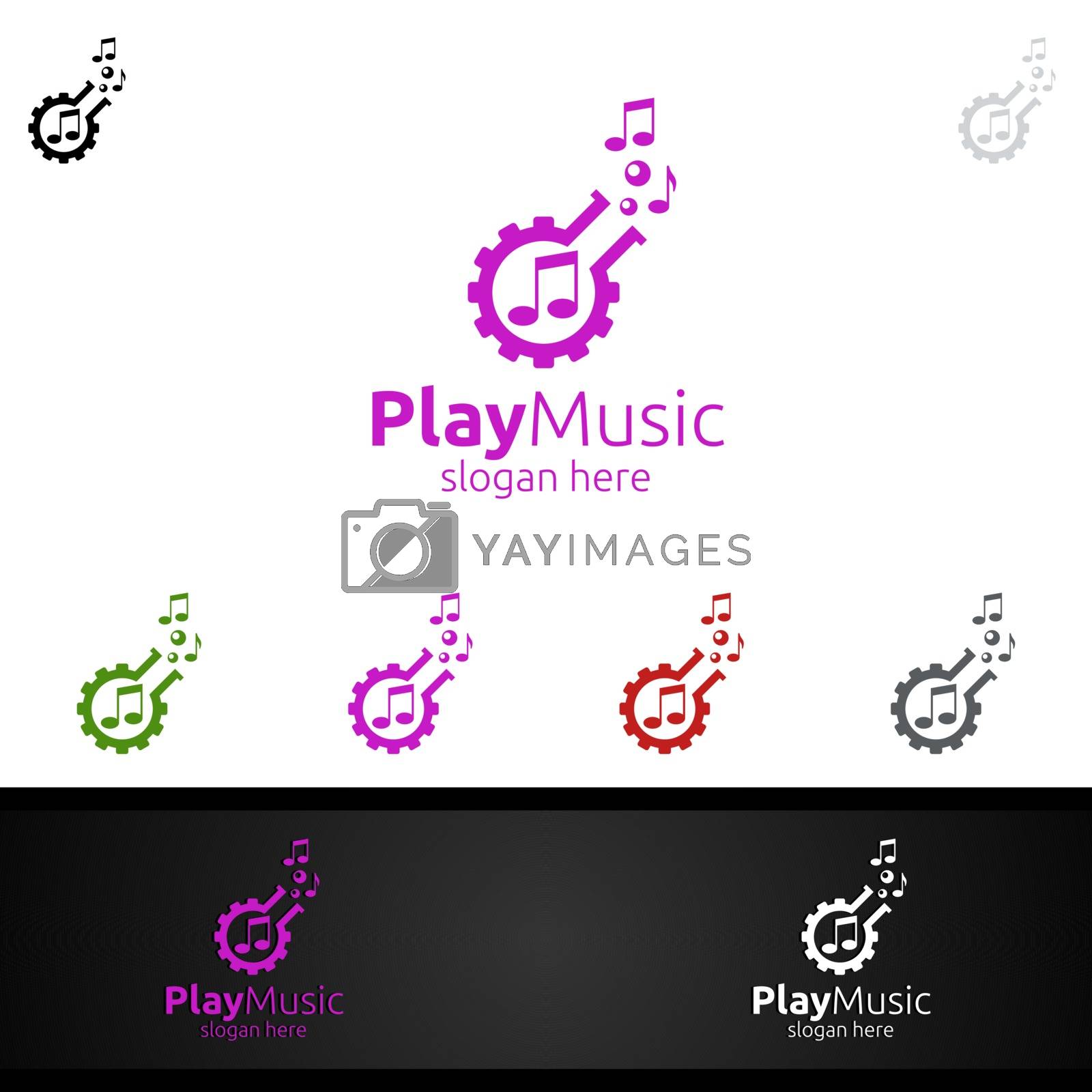 Royalty free image of Abstract Music Logo with Note and Play Concept by denayuneyi