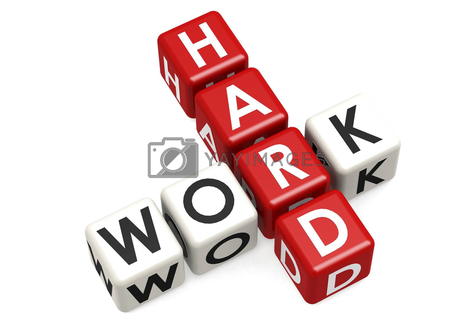 Royalty free image of Work hard cube crossword on white background by tang90246