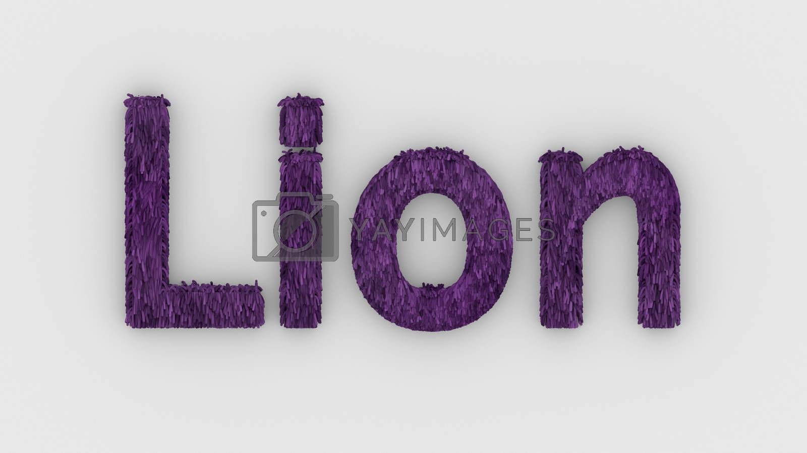 Royalty free image of Lion - 3d word purple on white background. render furry letters. design template. African lion and night in Africa. African savannah landscape, king of animals. by Andreajk3