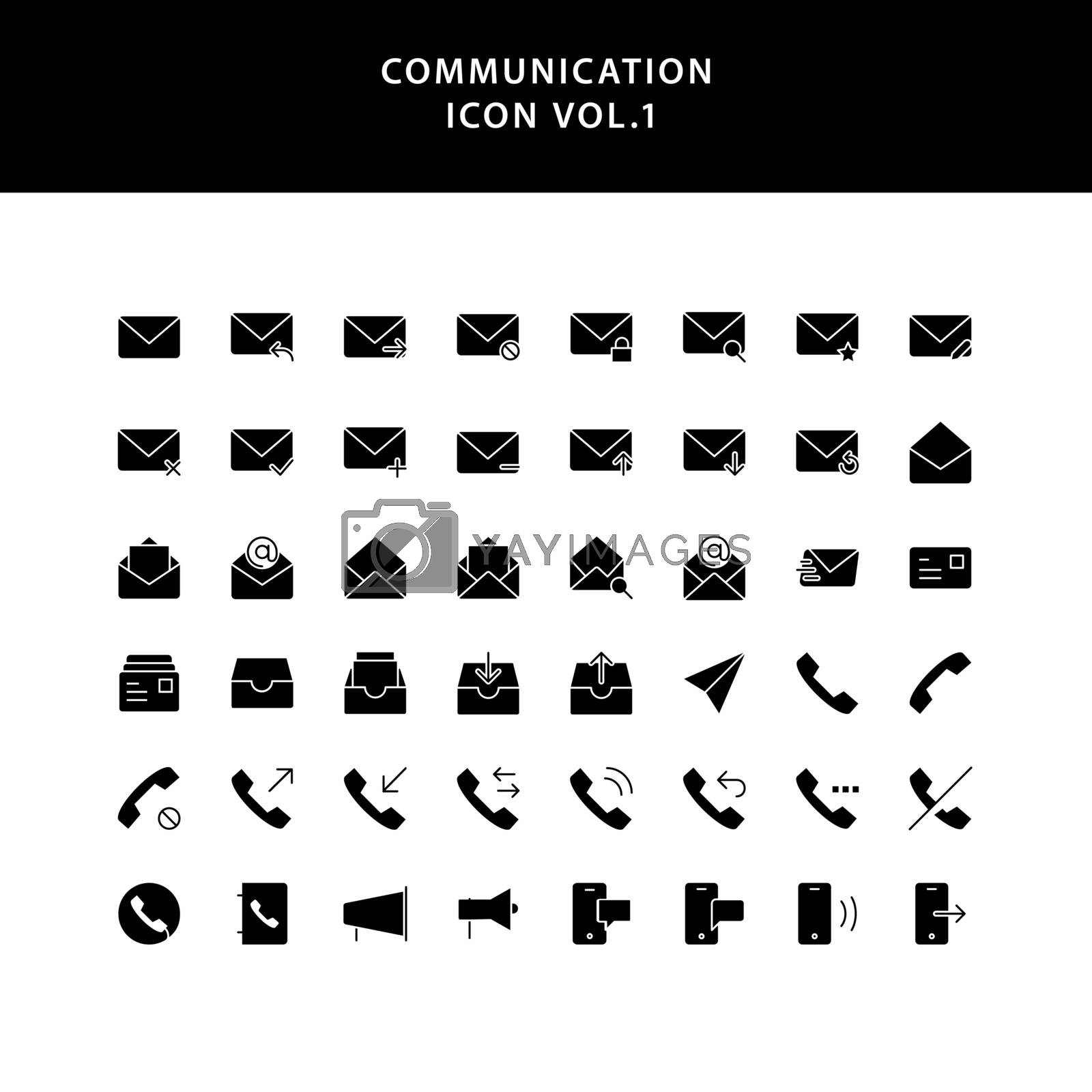 communication glyph style  icon set