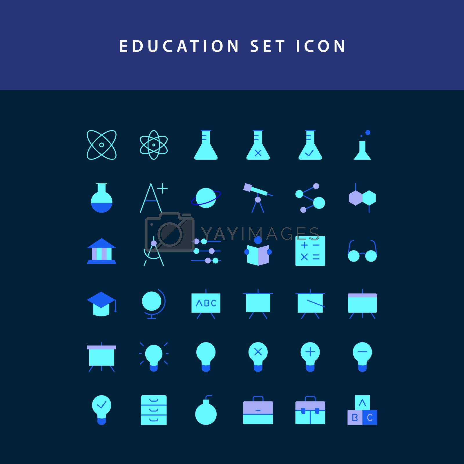education  flat style design icon set
