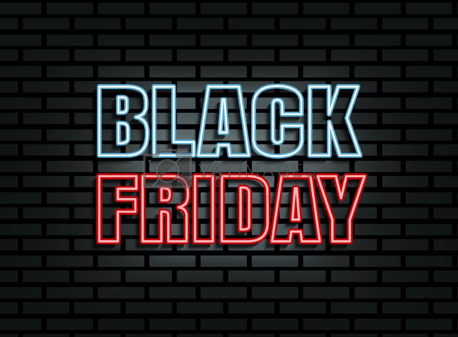 Royalty free image of Black friday sale neon light on brick wall background by kaisorn