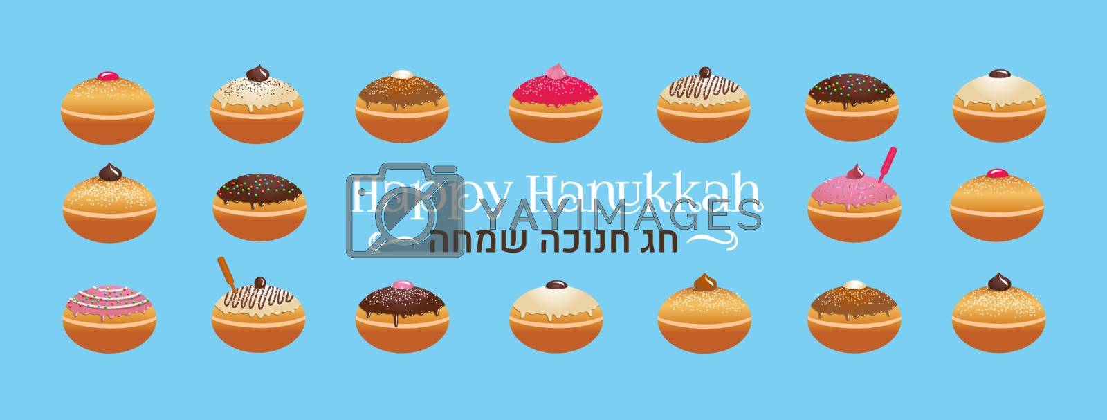 Royalty free image of Traditional Hanukkah, Jewish holiday doughnut with different frosting vector set. by Sofir