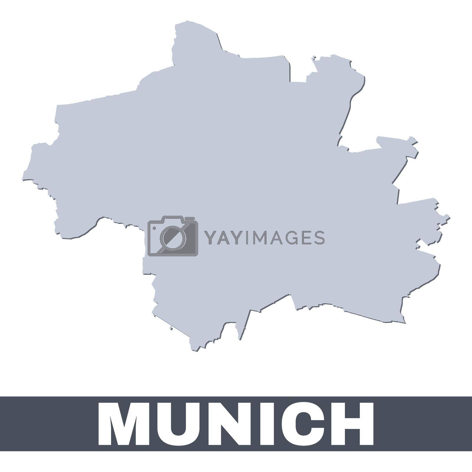 Royalty free image of Munich outline map. Vector map of Munich city area borders with shadow by Litteralis