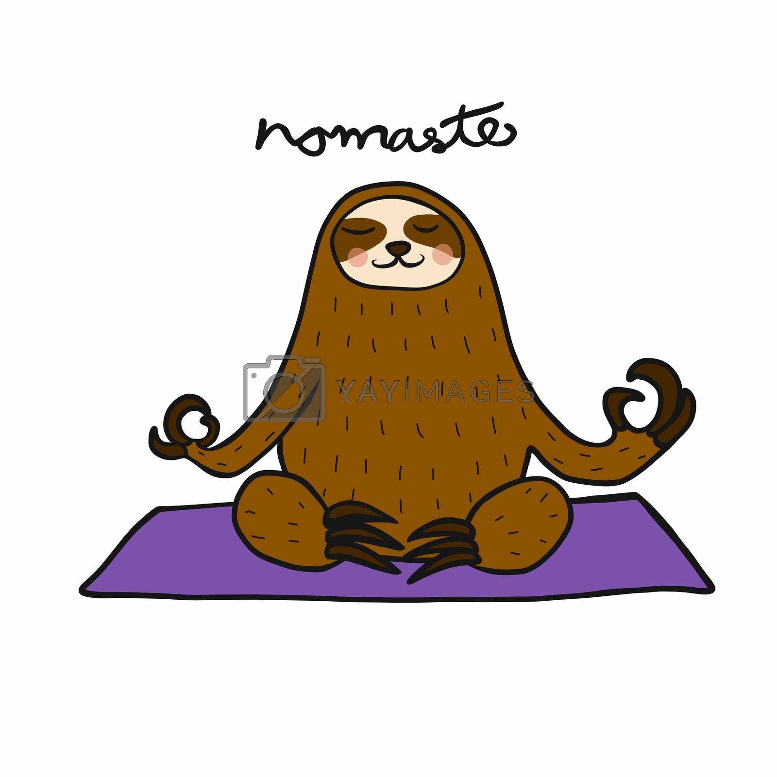 Royalty Free Vector | Sloth play yoga meditation namaste on yoga mat cartoon  vector illustration by Yoopho