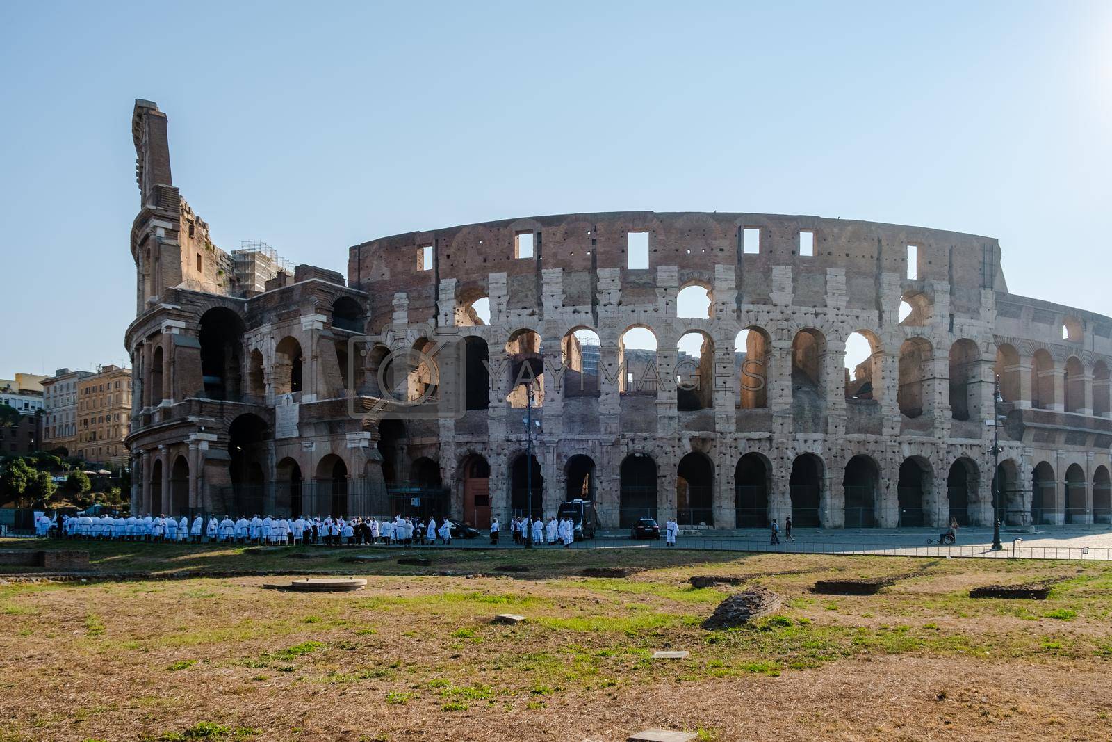 Royalty free image of View of Colosseum in Rome and morning sun, Italy, Europe by fokkebok