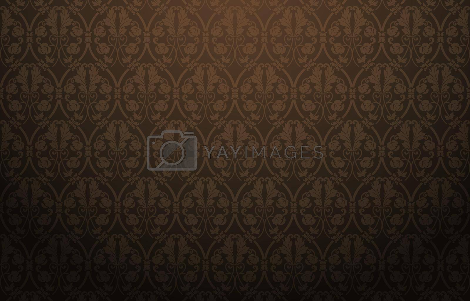 Royalty free image of Damask black, Damask Pattern Black, Background pattern ornament, Black damask background with seamless pattern in the style of Baroque, for wallpapers, fabric print, textile, packaging design product by chagiya1818