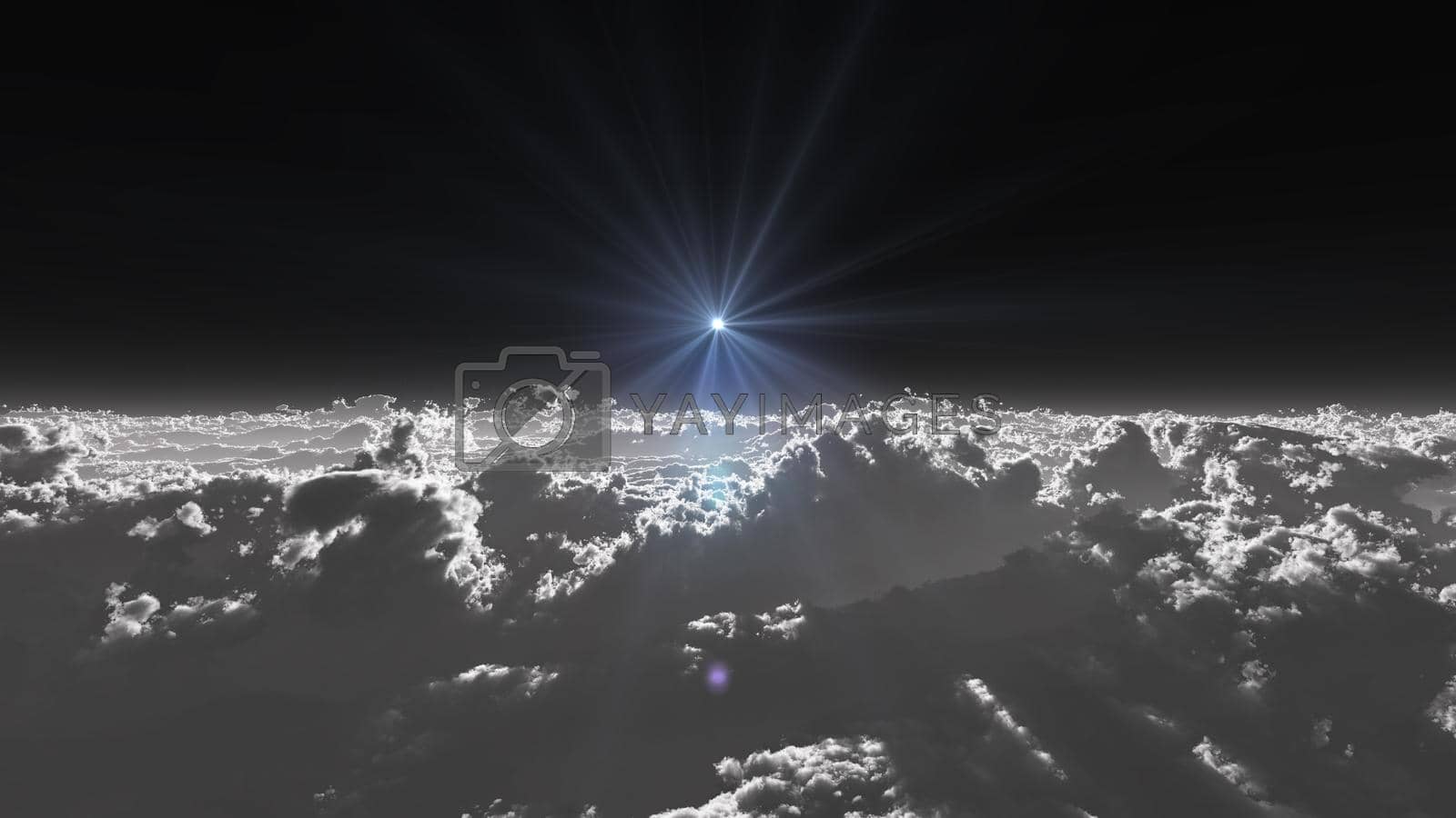 Royalty free image of high stratosphere above clouds, 3d render illustration by alex_nako