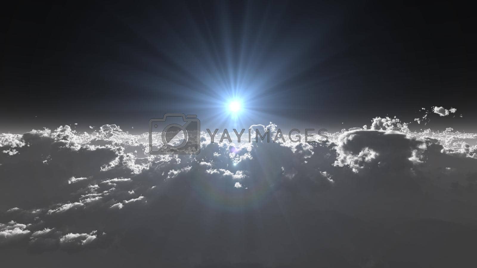 Royalty free image of high stratosphere above clouds, 3d render illustration by alex_nako