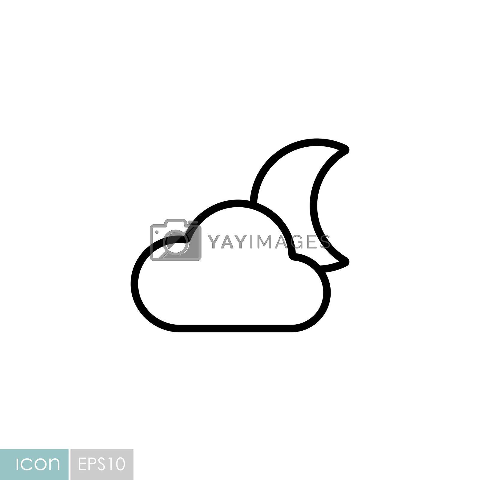 Royalty free image of Moon and clouds vector icon. Weather sign by nosik