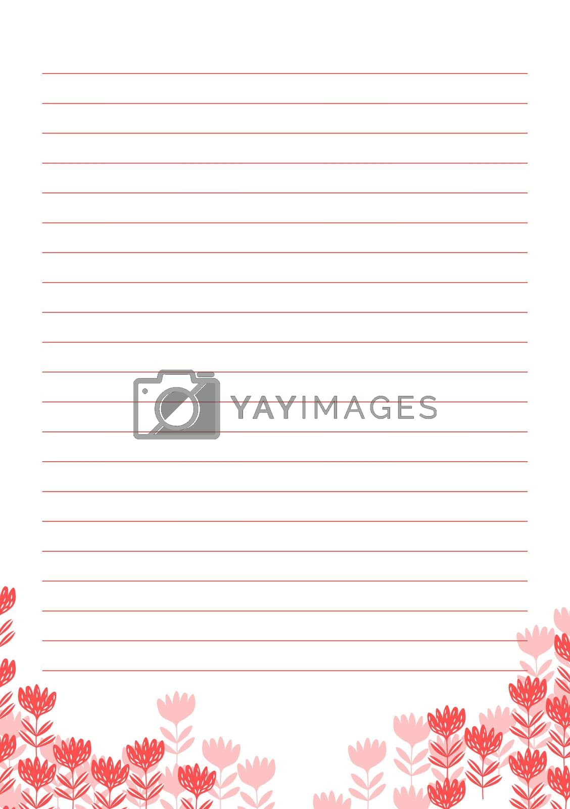 Royalty free image of Grid paper. Abstract striped background with color horizontal lines. Printing paper note on floral background. Optimal A5 size. Geometric pattern for school, copybooks, notebooks, diary, notes, books. by allaku