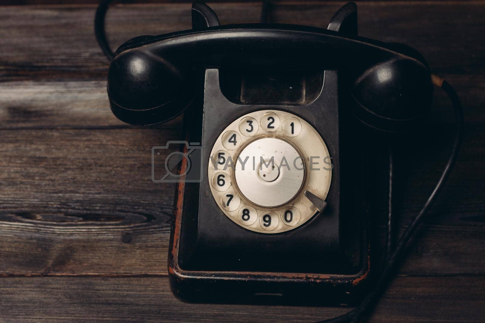 black retro telephone technology communication classic style. High quality photo