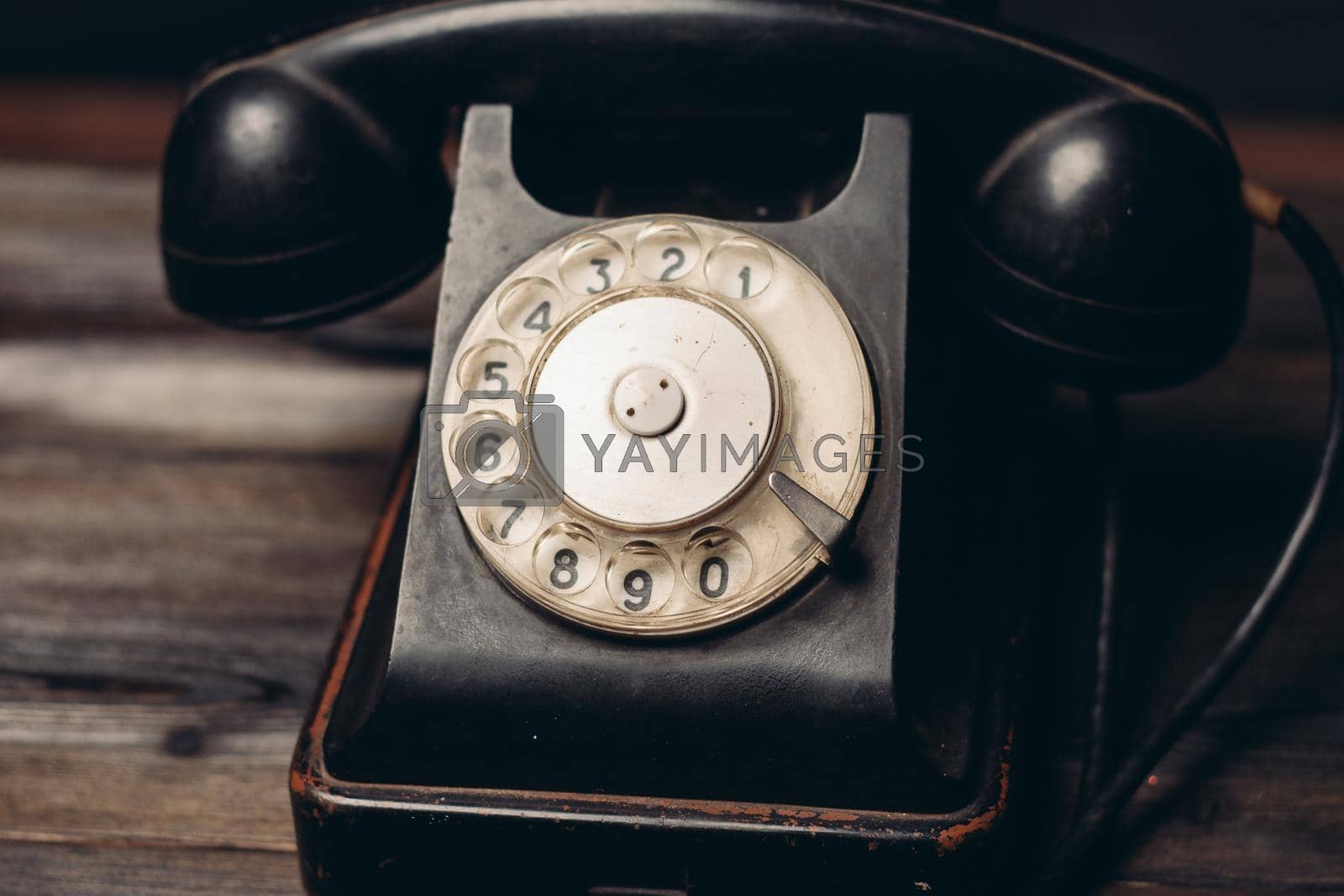 black retro telephone technology communication classic style. High quality photo