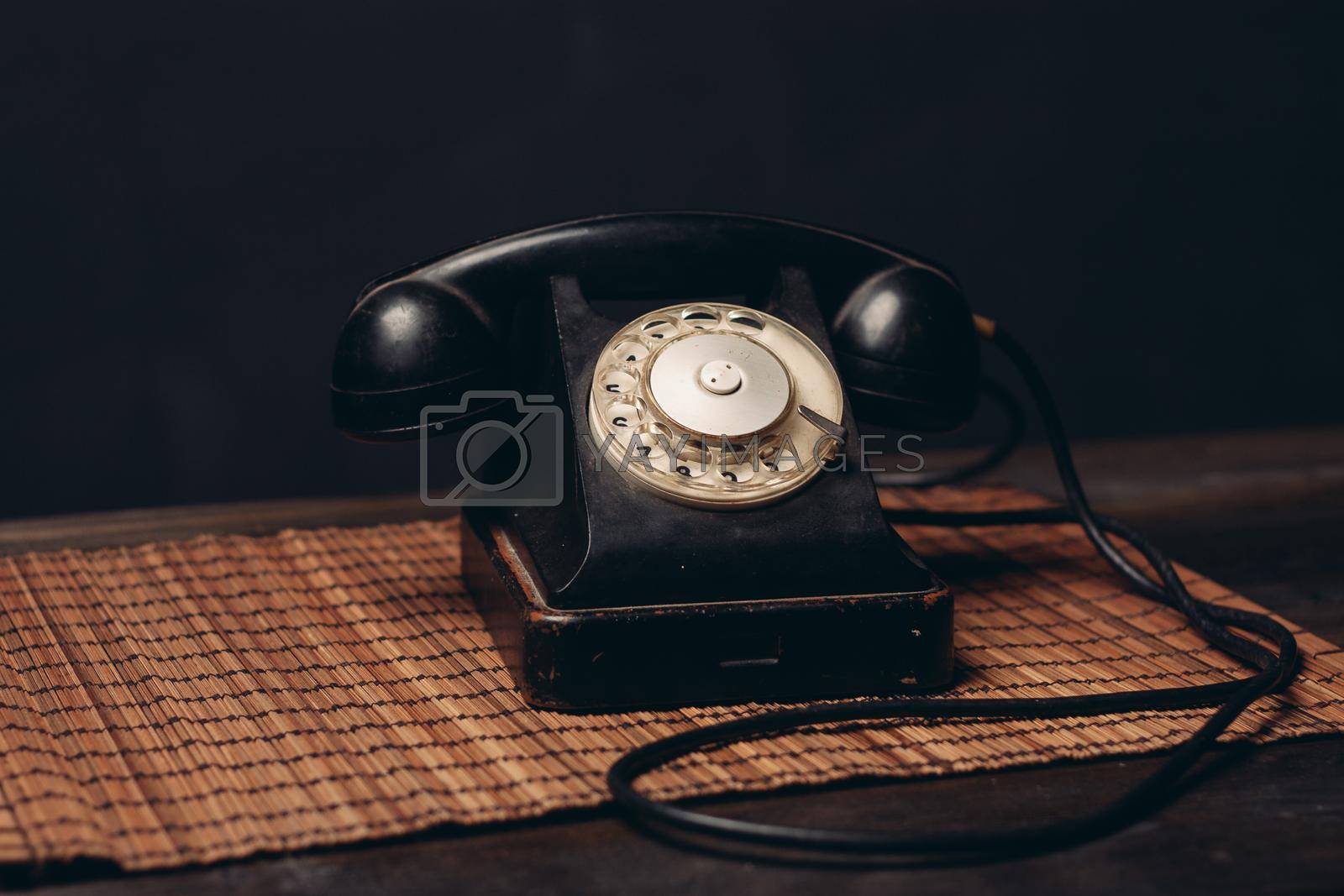 retro telephone office communication technology close-up studio. High quality photo