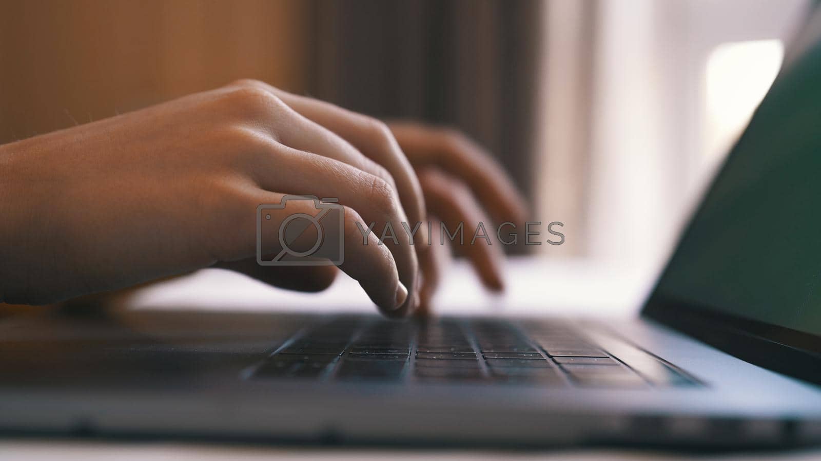 laptop close up typing work technology communication work at home. High quality photo