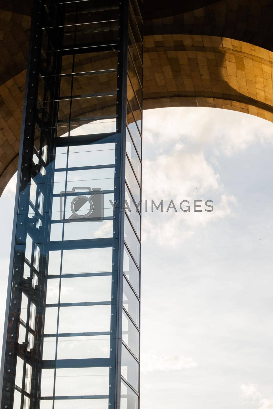 Royalty free image of Glass elevator inside the Monument to the Revolution by Kanelbulle
