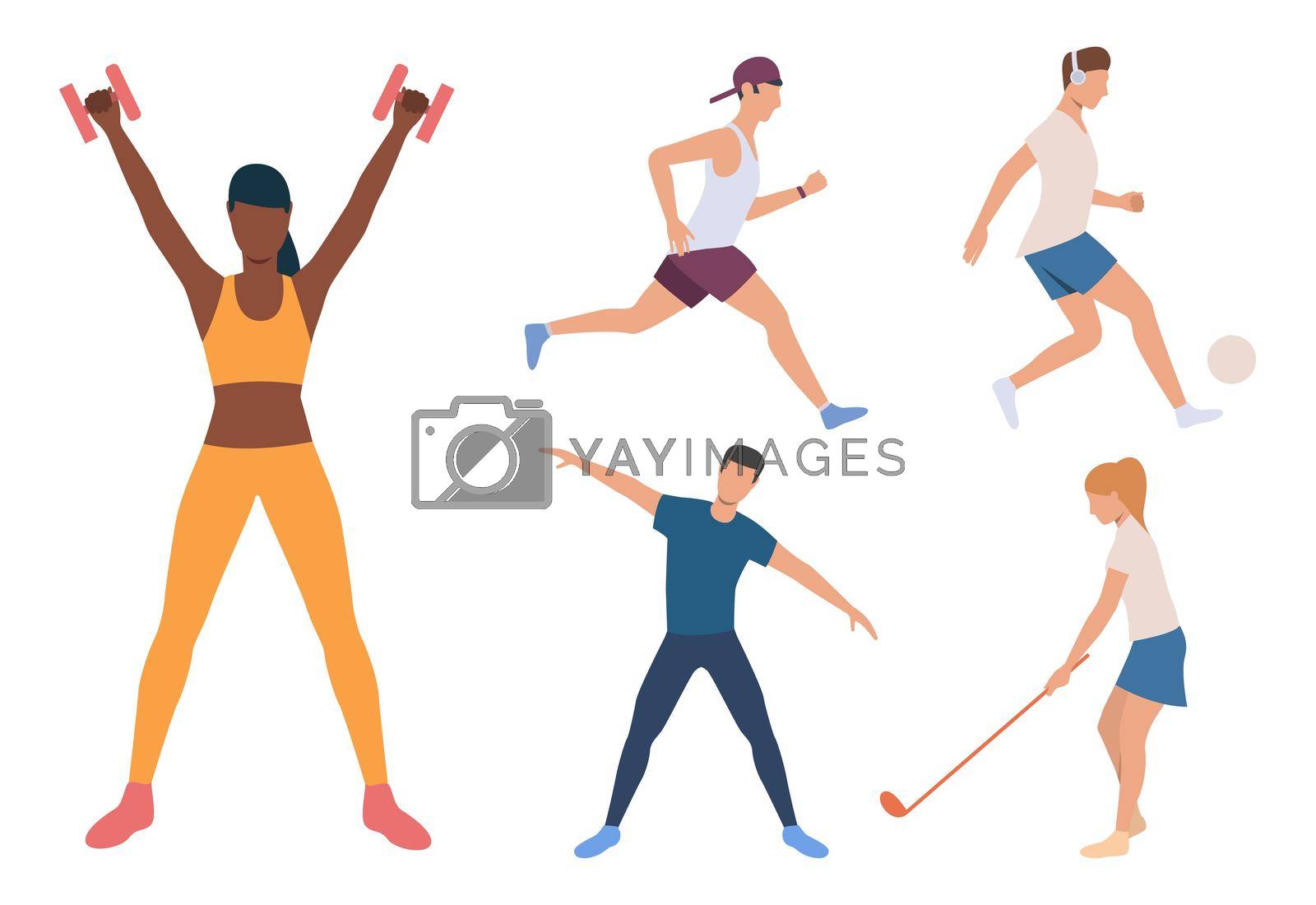 Royalty free image of Set of runner, football player and yogi by mstjahanara