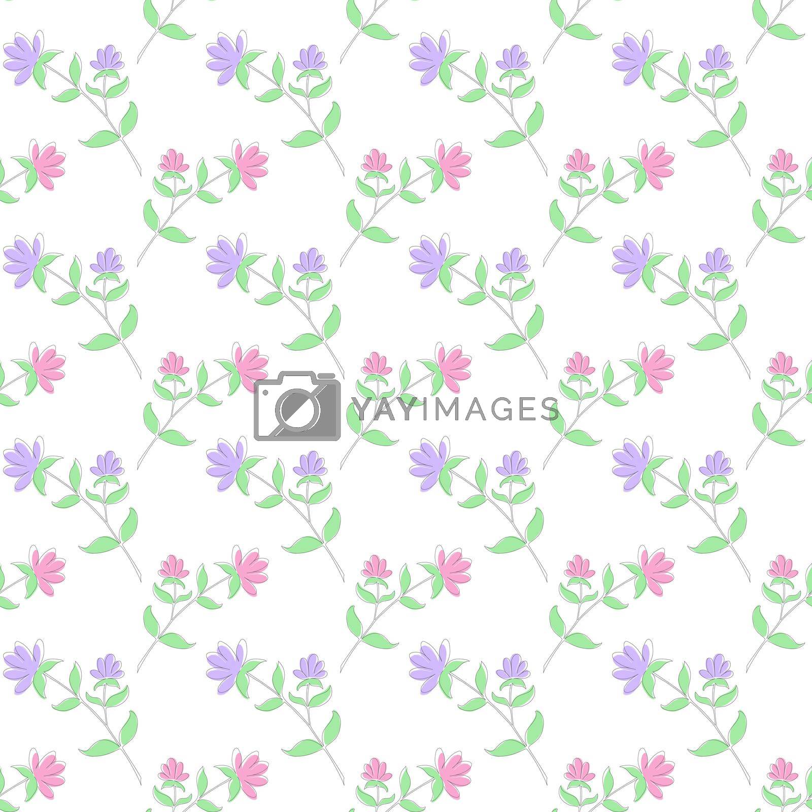 Floral seamless pattern for textures, textiles, packaging and simple backgrounds. Flat style.
