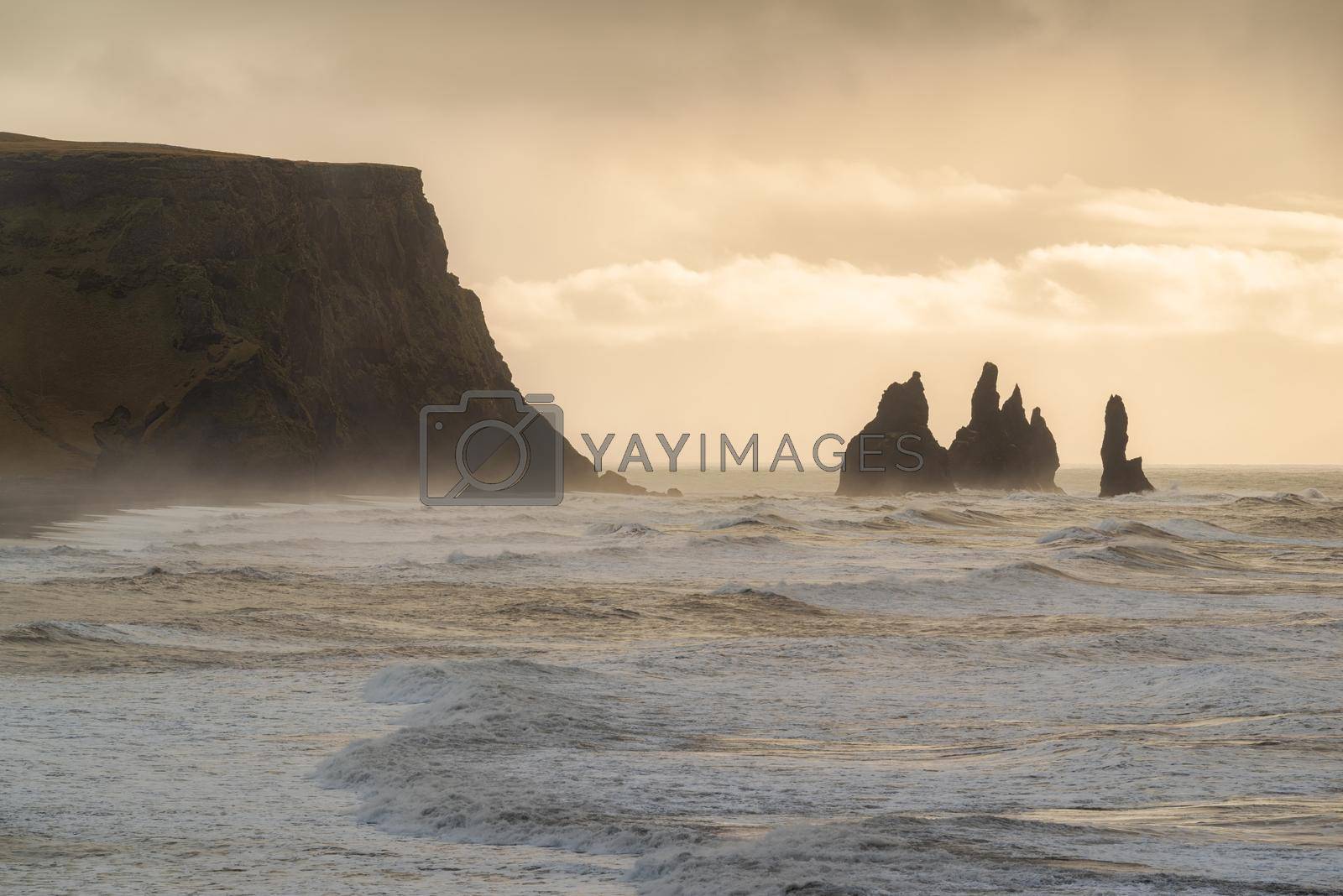 Royalty free image of Rock formation at Dyrholaey at sunset, Iceland by LuigiMorbidelli
